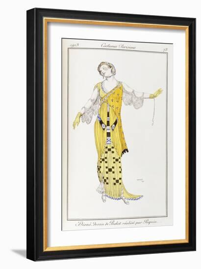 Parisian Clothing: Dione-Drawing by Bakst Executed by Paquin, 1913-Leon Bakst-Framed Giclee Print