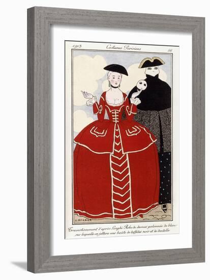 Parisian Clothing: Fancy Dress after Longhi, 1913-Georges Barbier-Framed Giclee Print