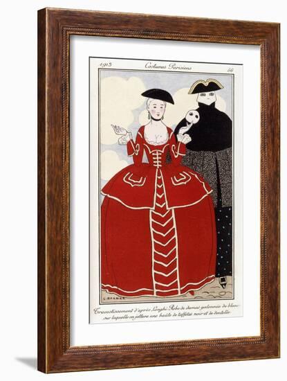 Parisian Clothing: Fancy Dress after Longhi, 1913-Georges Barbier-Framed Giclee Print