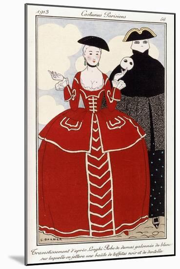Parisian Clothing: Fancy Dress after Longhi, 1913-Georges Barbier-Mounted Giclee Print