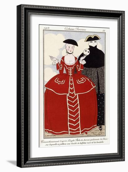 Parisian Clothing: Fancy Dress after Longhi, 1913-Georges Barbier-Framed Giclee Print