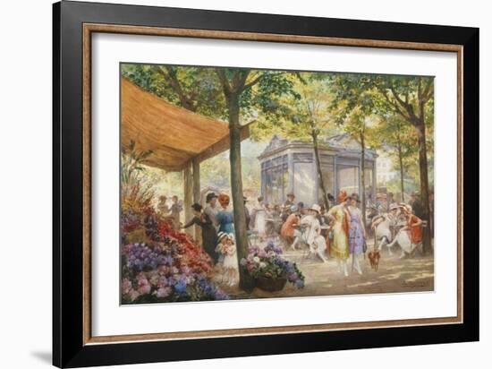 Parisian Flower Market-Eugene Auguste Deully-Framed Giclee Print