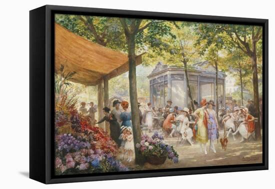 Parisian Flower Market-Eugene Auguste Deully-Framed Premier Image Canvas