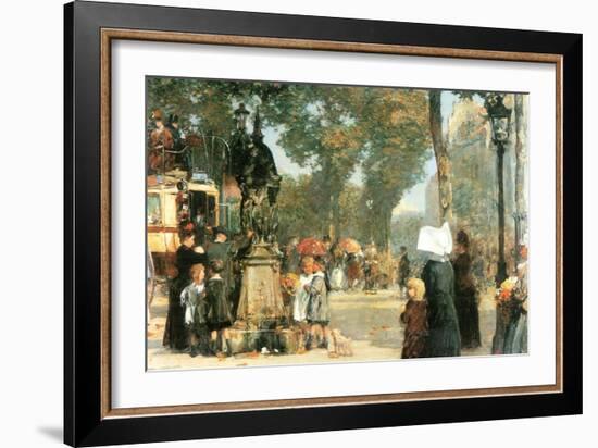 Parisian Street Scene [1]-Childe Hassam-Framed Art Print