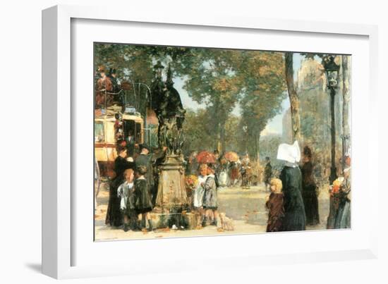 Parisian Street Scene [1]-Childe Hassam-Framed Art Print