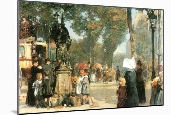 Parisian Street Scene [1]-Childe Hassam-Mounted Art Print