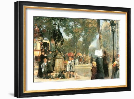 Parisian Street Scene [1]-Childe Hassam-Framed Art Print