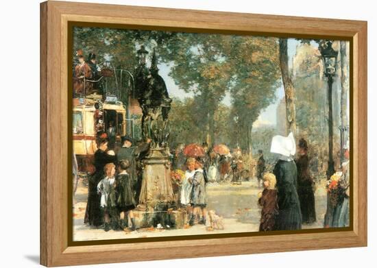 Parisian Street Scene [1]-Childe Hassam-Framed Stretched Canvas