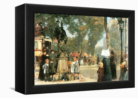 Parisian Street Scene [1]-Childe Hassam-Framed Stretched Canvas