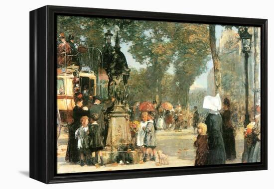 Parisian Street Scene [1]-Childe Hassam-Framed Stretched Canvas