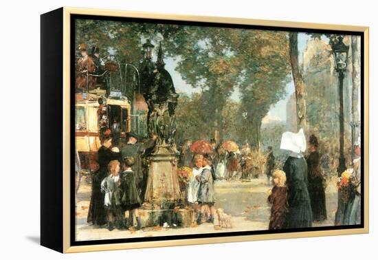 Parisian Street Scene [1]-Childe Hassam-Framed Stretched Canvas