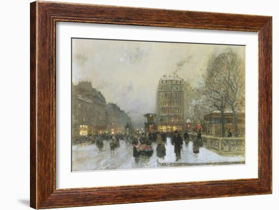 Parisian Street Scene in Winter-Luigi Loir-Framed Giclee Print