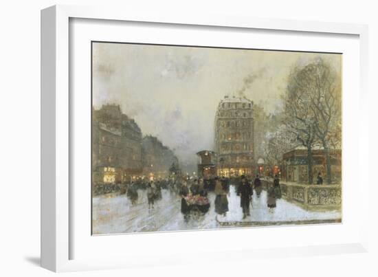 Parisian Street Scene in Winter-Luigi Loir-Framed Giclee Print