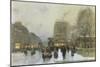 Parisian Street Scene in Winter-Luigi Loir-Mounted Giclee Print