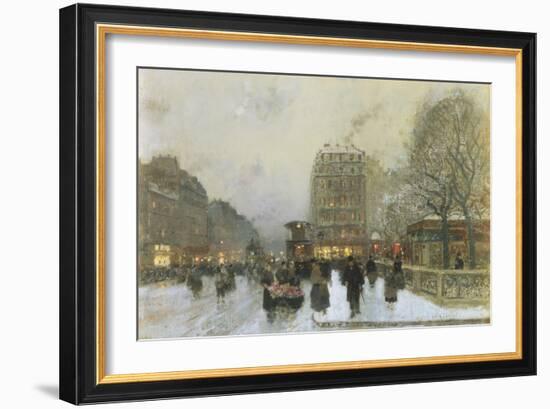 Parisian Street Scene in Winter-Luigi Loir-Framed Giclee Print