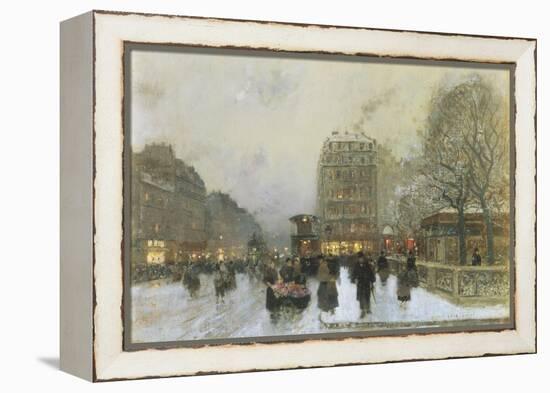 Parisian Street Scene in Winter-Luigi Loir-Framed Premier Image Canvas