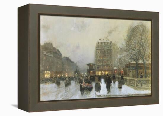 Parisian Street Scene in Winter-Luigi Loir-Framed Premier Image Canvas