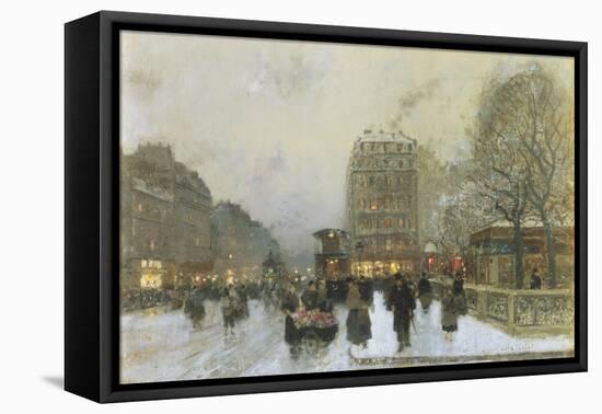 Parisian Street Scene in Winter-Luigi Loir-Framed Premier Image Canvas