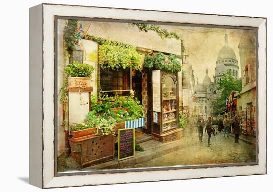 Parisian Streets - Montmartre-Maugli-l-Framed Stretched Canvas