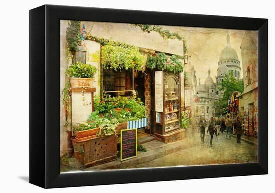 Parisian Streets - Montmartre-Maugli-l-Framed Stretched Canvas