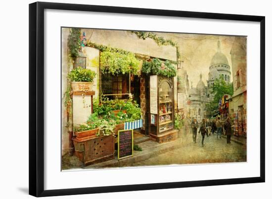 Parisian Streets - Montmartre-Maugli-l-Framed Art Print