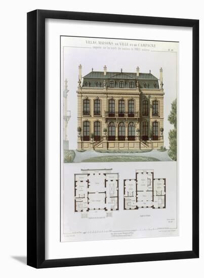 Parisian Suburban House and Plans-Leon Isabey-Framed Giclee Print