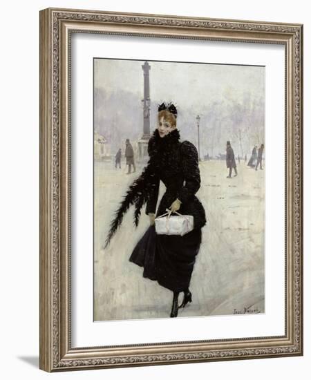 Parisian Woman in the Place de La Concorde, c.1890-Jean Béraud-Framed Giclee Print