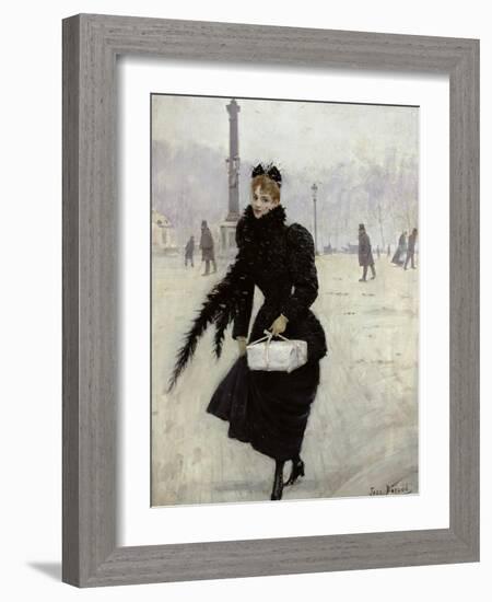 Parisian Woman in the Place de La Concorde, c.1890-Jean Béraud-Framed Giclee Print