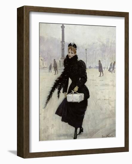 Parisian Woman in the Place de La Concorde, c.1890-Jean Béraud-Framed Giclee Print