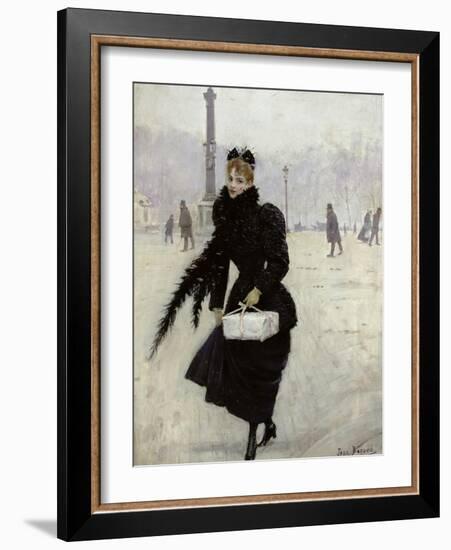 Parisian Woman in the Place de La Concorde, c.1890-Jean Béraud-Framed Giclee Print