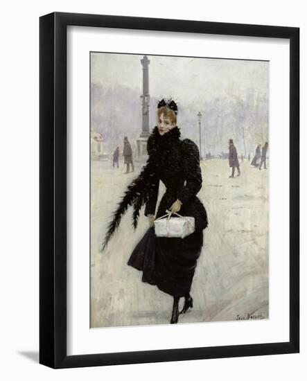Parisian Woman in the Place de La Concorde, c.1890-Jean Béraud-Framed Giclee Print