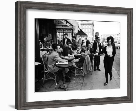 Parisians at a Sidewalk Cafe-Alfred Eisenstaedt-Framed Photographic Print