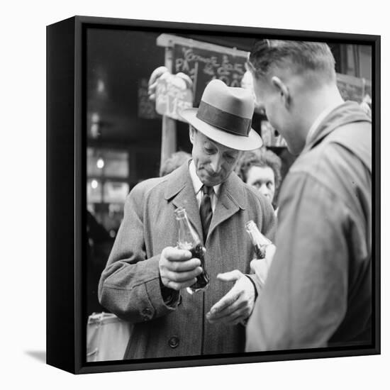Parisians Drinking Bottled Coca Cola, Paris, France, 1950-Mark Kauffman-Framed Premier Image Canvas