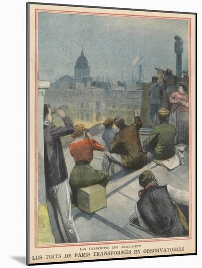 Parisians Gather on Their Rooftops to Observe Halley's Comet-null-Mounted Art Print
