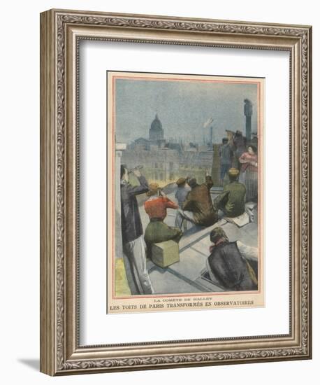 Parisians Gather on Their Rooftops to Observe Halley's Comet-null-Framed Premium Giclee Print