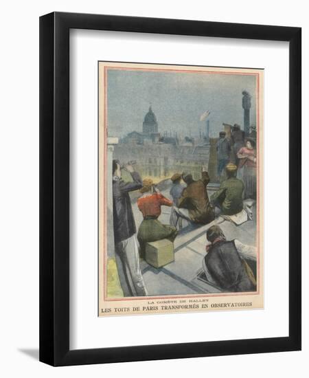 Parisians Gather on Their Rooftops to Observe Halley's Comet-null-Framed Premium Giclee Print