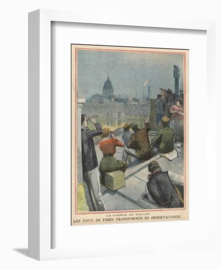 Parisians Gather on Their Rooftops to Observe Halley's Comet-null-Framed Premium Giclee Print