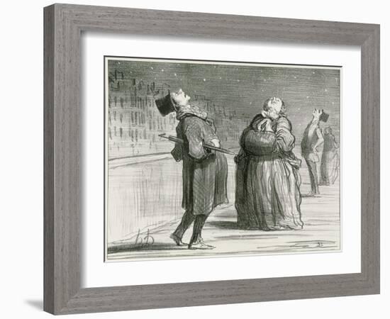 Parisians Waiting for the Famous Comet, 1857-Honore Daumier-Framed Giclee Print