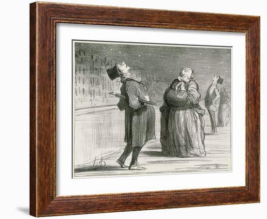 Parisians Waiting for the Famous Comet, 1857-Honore Daumier-Framed Giclee Print