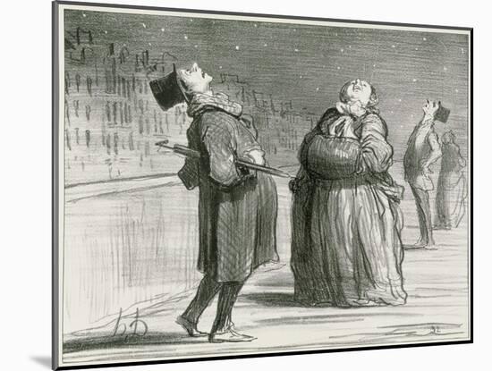 Parisians Waiting for the Famous Comet, 1857-Honore Daumier-Mounted Giclee Print