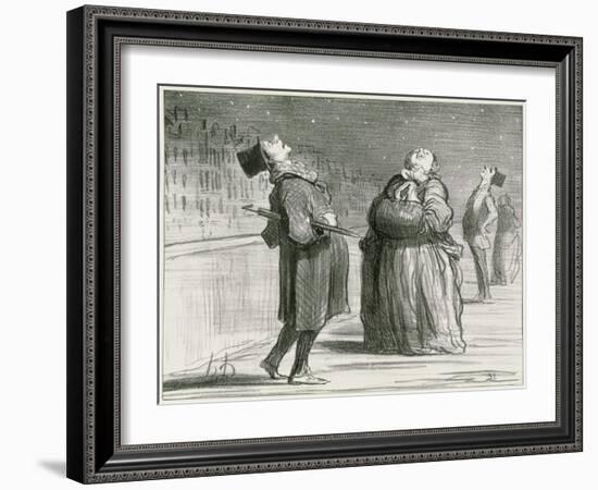 Parisians Waiting for the Famous Comet, 1857-Honore Daumier-Framed Giclee Print