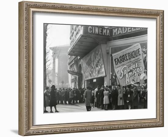 Parisiennes at a Movie Theater Showing the Disney Film, 'Saludos Amigos' in April 1947-null-Framed Photo