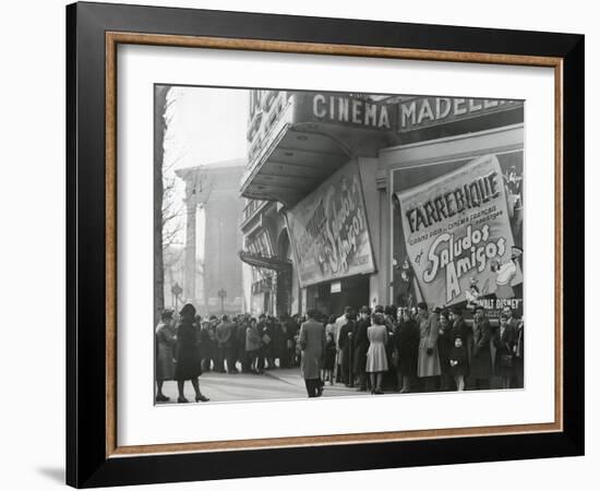 Parisiennes at a Movie Theater Showing the Disney Film, 'Saludos Amigos' in April 1947-null-Framed Photo