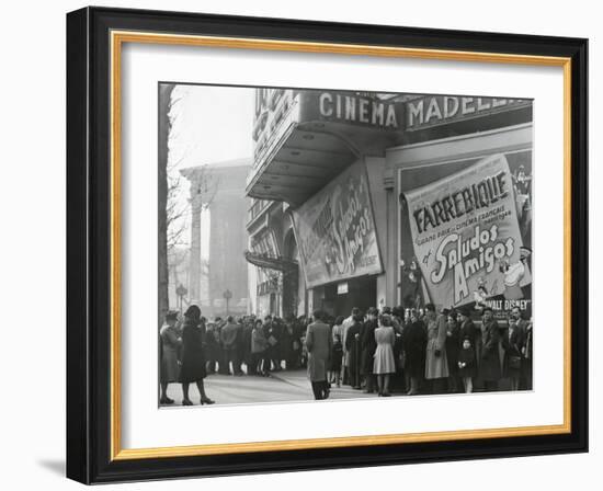 Parisiennes at a Movie Theater Showing the Disney Film, 'Saludos Amigos' in April 1947-null-Framed Photo