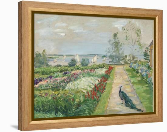 Park at lake Wannsee. (Flower garden with peacock). 1912-Max Slevogt-Framed Premier Image Canvas