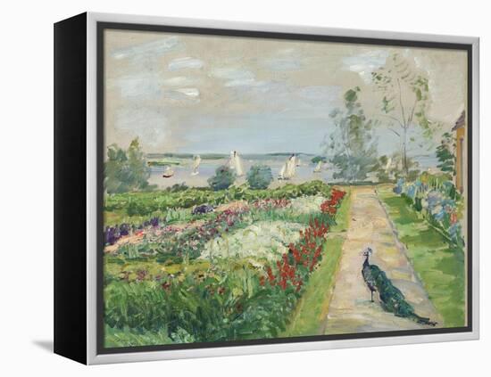 Park at lake Wannsee. (Flower garden with peacock). 1912-Max Slevogt-Framed Premier Image Canvas