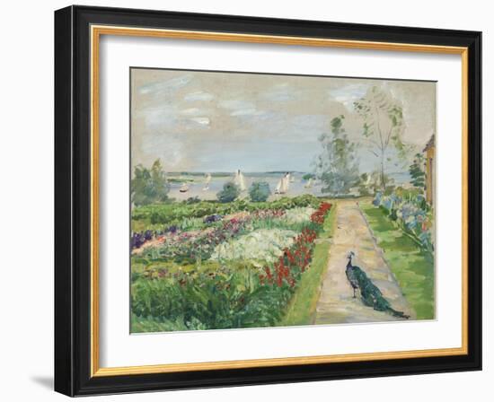 Park at lake Wannsee. (Flower garden with peacock). 1912-Max Slevogt-Framed Giclee Print