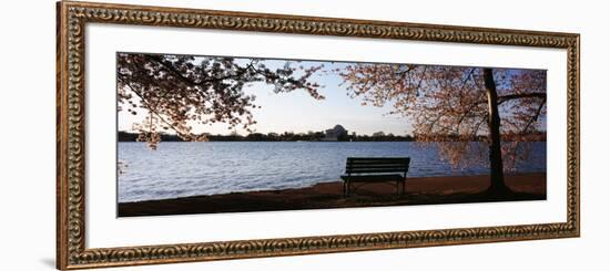 Park Bench with Jefferson Memoria in Background, Tidal Basin, Potomac River, Washington DC-null-Framed Photographic Print