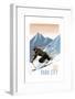 Park City, Utah - Downhill Skier Lithography Style-Lantern Press-Framed Art Print