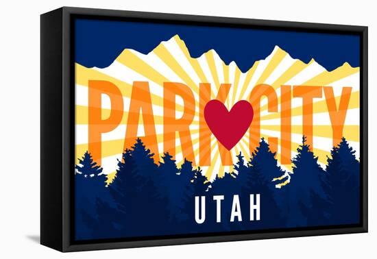 Park City, Utah - Heart and Treeline (Horizontal) - Lantern Press Artwork-Lantern Press-Framed Stretched Canvas